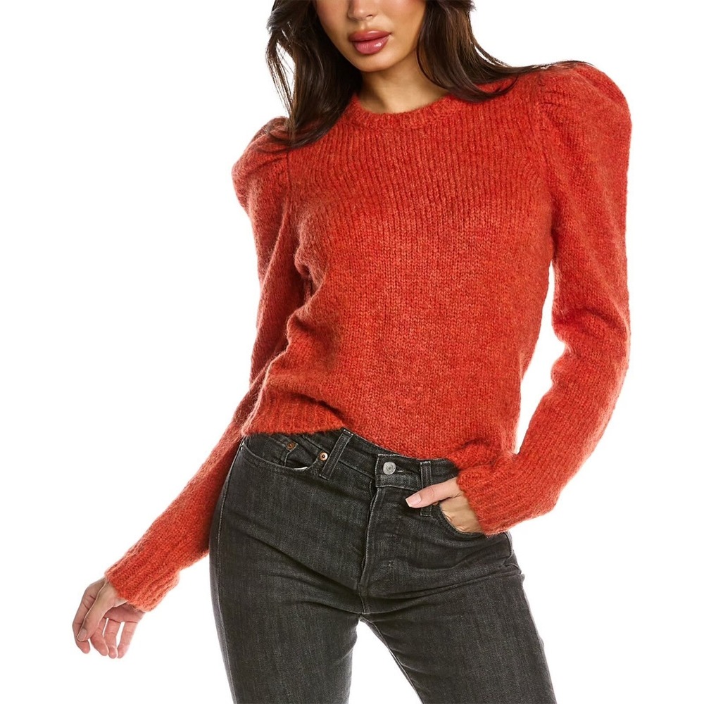 Derek Lam 10 Crosby Orange Alpaca Wool Puff Sleeve Sweater XL TF13905MB